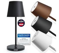 charlique® Dinner Light mini - pequeña Lámpara mesa LED recargable en color negro, regulable sin niveles, con batería extrafuerte, carga por USB, efecto de luz blanca cálida