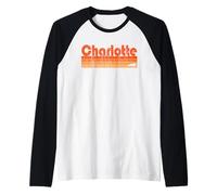 Charlotte, Carolina del Norte, estilo retro de los años 80 Camiseta Manga Raglan