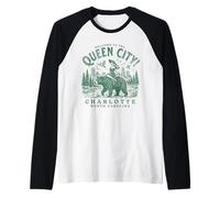 Charlotte City Carolina del Norte Bienvenido a Queen City Camiseta Manga Raglan