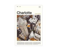 Charlotte North Carolina USA - Póster de lona de viaje, decoración de dormitorio, paisaje, oficina, habitación, regalo, 40 x 60 cm