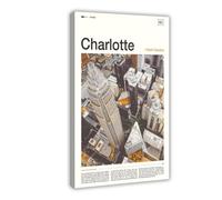 Charlotte North Carolina USA - Póster de lona de viaje, decoración de dormitorio, paisaje, oficina, habitación, regalo, 12 x 18 pulgadas (30 x 45 cm)
