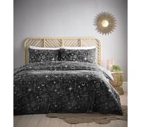 Charlotte Thomas Celestial - Juego de Funda de edredón con Fundas de Almohada, diseño de Sol, Luna y Estrellas, Color Negro