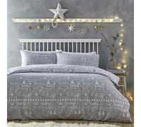 Charlotte Thomas Jolly Christmas - Juego de Funda de edredón y Funda de Almohada para Cama de Matrimonio, Color Gris