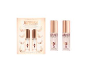 Charlotte Tilbury Airbrush Flawless Mini Setting Spray Kit, 2 x 34 ml, resistente al agua, duración de 16 horas, aroma a té blanco de Bali, con té verde y aloe vera