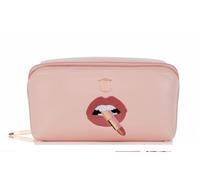 Charlotte Tilbury Pillow Talk - Bolsa de maquillaje multimagia, bolsa de cosméticos de viaje en Pillow Talk rosa, diseño icónico de impresión de labios con cremallera de oro rosa