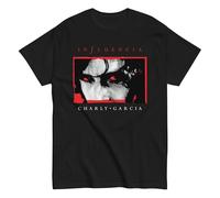 Charly Garcia. Argentina. Rock Nacional Argentino. Argentina. Camiseta de Algodon Peinado 100%. Corte Unisex, Tallas de Adulto. CAM2836. (FR/ES, Letras, L, Regular, Regular, Negra)