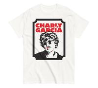 Charly Garcia. Argentina. Rock Nacional Argentino. Argentina. Camiseta de Algodon Peinado 100%. Corte Unisex, Tallas de Adulto. CAM2830. (FR/ES, Letras, XL, Regular, Regular, Blanca)