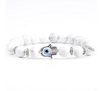 Charm Buddha Pulseras Para Mujeres Pulsera De Piedra Natural Hombres 8mm India Agates Lava Beads Jewelry,turquesa Blanca,18 Cm