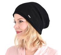 CHARM Casualbox 100% Seda Gorros Beanie Natural Quimio Sombrero Sensible Piel Grande Desgarbado Negro