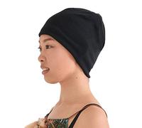 CHARM Casualbox | Hombres Damas 100% Orgánico Algodón Gorros Beanie Sombrero Suave Apretado Encajar Quimio Gorra Medicinal Ponerse Unisex Negro