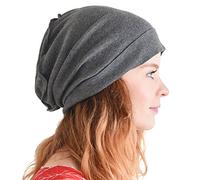 CHARM Casualbox Orgánico Algodón Flojo Gorros Beanie Desgarbado Holgado Sombrero para Hombre & Mujeres Hipster Moda Tocados Gris Oscuro
