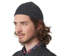 CHARM Casualbox Tejido Algodón Cráneo Gorra Kufi Islam Oración Sombrero Croché Puntada Tapa Gorros Beanie Hombres Tocados para Todos Temporadas Gris