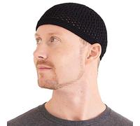 CHARM Casualbox Tejido Algodón Cráneo Gorra Kufi Islam Oración Sombrero Croché Puntada Tapa Gorros Beanie Hombres Tocados para Todos Temporadas Negro