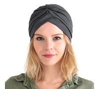 CHARM Casualbox Twist Plisado Cabeza Envolver Turbante Gorra Adivino Sombrero Retro Vintage Gris Oscuro
