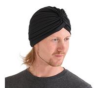 CHARM Casualbox Twist Plisado Cabeza Envolver Turbante Gorra Adivino Sombrero Retro Vintage Negro