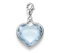 Charm Colgante Corazón Opalo Azul 26x16mm 585 Oro 14K Oro Blanco Sin Tratar