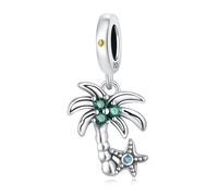 Charm colgante de árbol de coco y estrella de mar, accesorio de pulsera con dijes de plata esterlina 925, collar de pulsera Pandora compatible con, regalo para mujeres