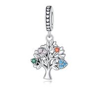 Charm colgante de árbol de la vida de corazón cálido, accesorio de pulsera con dije de plata esterlina 925, collar de pulsera Pandora compatible con, regalo para mujeres