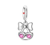 Charm colgante de arco y corazón de amor, accesorio de pulsera de plata de ley 925, compatible con Collar de pulsera Pandora