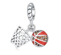 Charm colgante de baloncesto y aro, accesorio de pulsera de plata de ley 925, compatible con Collar de pulsera Pandora