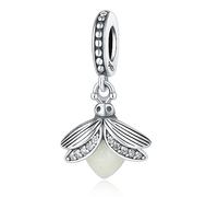 Charm colgante de brillo inspirado en luciérnaga, accesorio de pulsera de plata de ley 925, compatible con con collar de pulsera Pandora