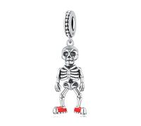 Charm colgante de calavera genial, accesorio de pulsera con dijes de plata de ley 925, compatible con Collar de pulsera Pandora