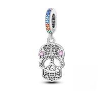 Charm colgante de calavera hueca, accesorio de pulsera de plata de ley 925, collar de pulsera Pandora compatible con, regalo para mujeres