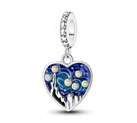Charm colgante de cielo estrellado de Van Gogh, accesorio de pulsera de plata de ley 925, compatible con con el collar de pulsera Pandora