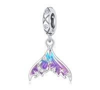 Charm colgante de cola de sirena estrella - luna, accesorio de pulsera de plata de ley 925, compatible con con collar de pulsera Pandora, regalo para mujeres