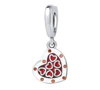 Charm colgante de corazón asimétrico calado, accesorio de pulsera de plata de ley 925, compatible con Collar de pulsera Pandora