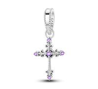 Charm colgante de cruz clásica, accesorio de pulsera con dijes de plata de ley 925, compatible con Collar de pulsera Pandora
