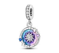 Charm colgante de disco de estrella esmaltada, Charm para pulsera, collar de pulsera Pandora compatible con