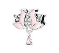 Charm colgante de flor de loto, Charm para pulsera, collar de pulsera Pandora compatible con