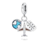 Charm colgante de globo y boleto de avión, accesorio de pulsera de plata de ley 925, compatible con Collar de pulsera Pandora