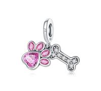 Charm colgante de hueso de pata rosa, accesorio de pulsera de plata de ley 925, compatible con Collar de pulsera Pandora