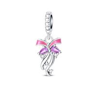 Charm colgante de lazo de filigrana, abalorios de plata esterlina 925, collar de pulsera Pandora compatible con