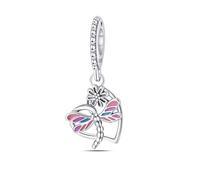 Charm colgante de libélula y margarita, accesorio de pulsera con dijes de plata esterlina 925, compatible con con Pandora Bracelet Neckalce, regalo para mujeres