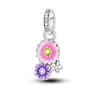 Charm colgante de margarita, Charm para pulsera, collar de pulsera Pandora compatible con