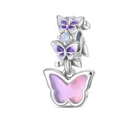 Charm colgante de mariposa romántica, Charm para pulsera, collar de pulsera Pandora compatible con
