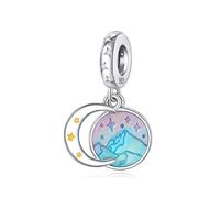 Charm colgante de montañas, ríos y cielo estrellado, accesorio de pulsera de plata de ley 925, compatible con con el collar de pulsera Pandora