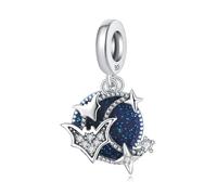 Charm colgante de murciélago de cielo estrellado azul, accesorio de pulsera de plata de ley 925, compatible con Collar de pulsera Pandora
