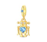 Charm colgante de oro pequeño robot, Charm para pulsera, compatible con Pandora Bracelet Neckalce