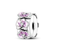 Charm colgante de orquídea Phalaenopsis, Charm para pulsera, compatible con Pandora Bracelet Neckalce