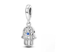 Charm colgante de palma y ojo de gota de rocío, accesorio de pulsera de plata esterlina 925, compatible con con Pandora Bracelet Neckalce