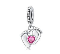 Charm colgante de pequeña huella, accesorio de pulsera de plata de ley 925, compatible con con el collar de pulsera Pandora