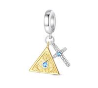 Charm colgante de pirámide de tercer ojo, accesorio de pulsera de plata de ley 925, compatible con con Pandora Bracelet Neckalce, regalo para mujeres