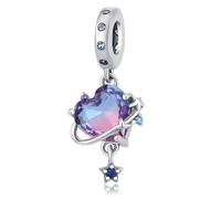 Charm colgante de planeta corazón, accesorio de pulsera de plata de ley 925, compatible con con Pandora Bracelet Neckalce