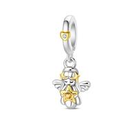 Charm colgante de plata ángel estrella, accesorio de pulsera de plata de ley 925, collar de pulsera Pandora compatible con, regalo para mujeres