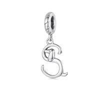 Charm colgante de plata esterlina 925 con letra S de perro salchicha, se adapta a la pulsera Pandora, SCC3089-S