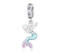 Charm colgante de sirena de aguas profundas, accesorio de pulsera de plata de ley 925, compatible con Collar de pulsera Pandora
